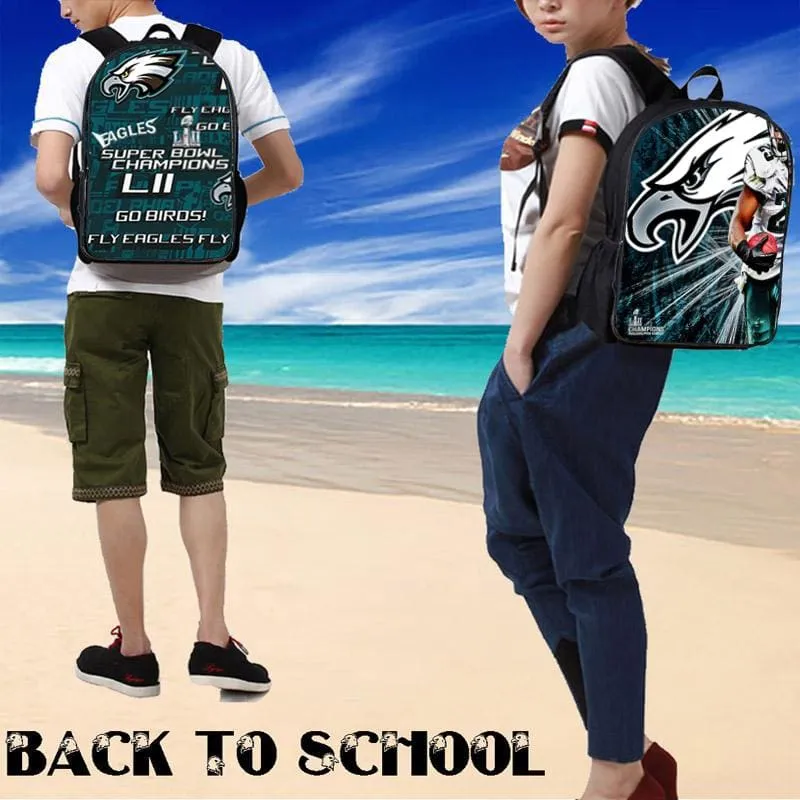 17" 3D Eagles Backpack|NFL Eagles Pattern Backpack|Laptop Bookbag|College Backpack