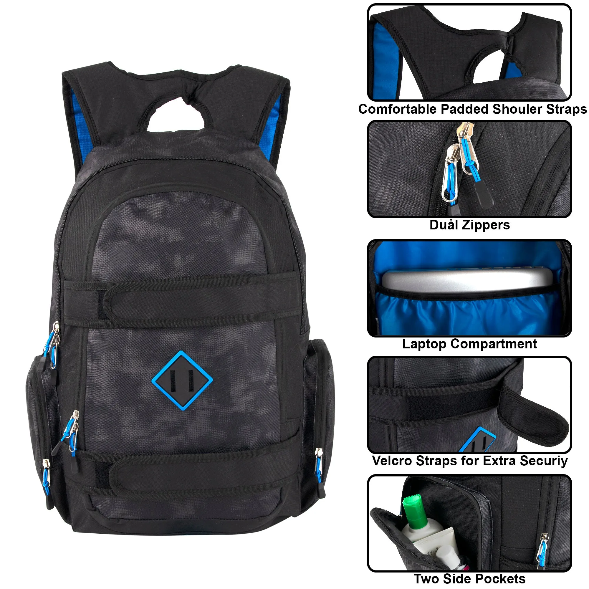 20-inch Double Velcro Strap Backpack w Laptop Sleeve