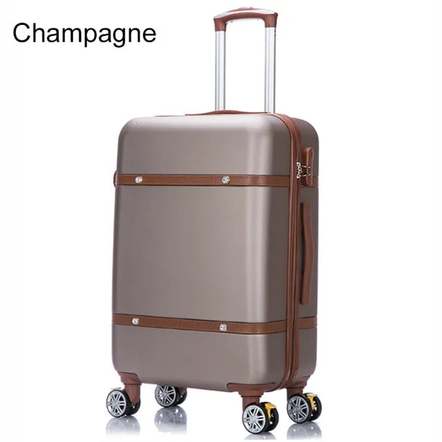 20'24'26' Retro Zipper Spinner Casters With Lock Luggage, Pc Shell Rolling Luggage Bag Trolley Case