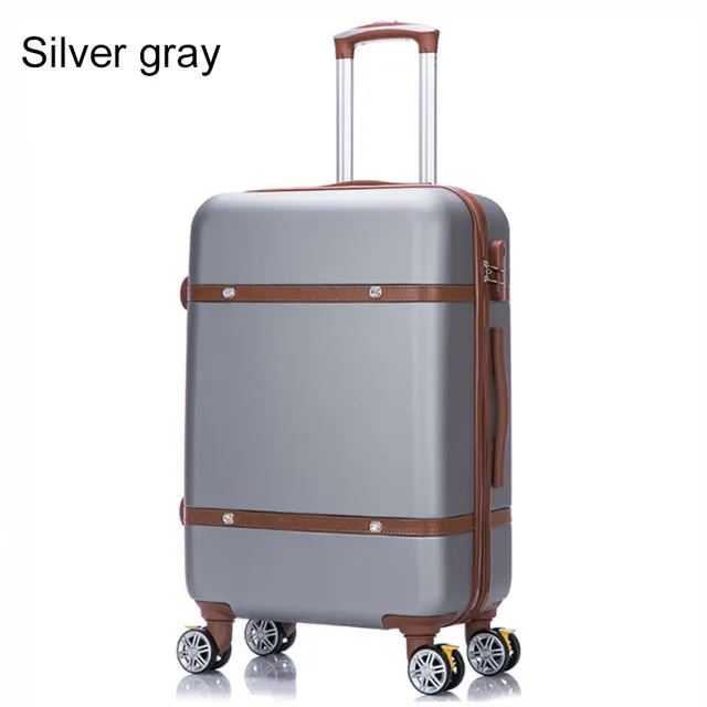 20'24'26' Retro Zipper Spinner Casters With Lock Luggage, Pc Shell Rolling Luggage Bag Trolley Case