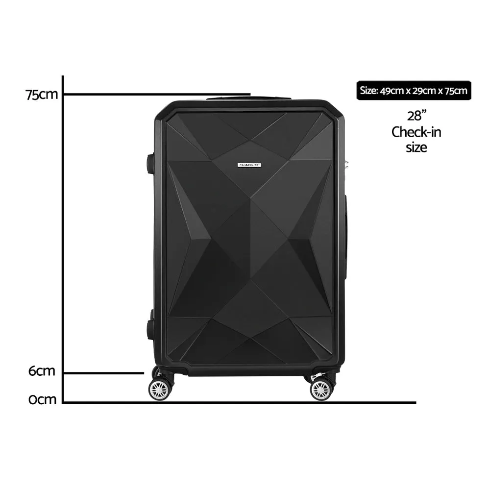 28" 75cm Luggage Trolley Travel Suitcase Carry On Storage TSA Hardshell - Black