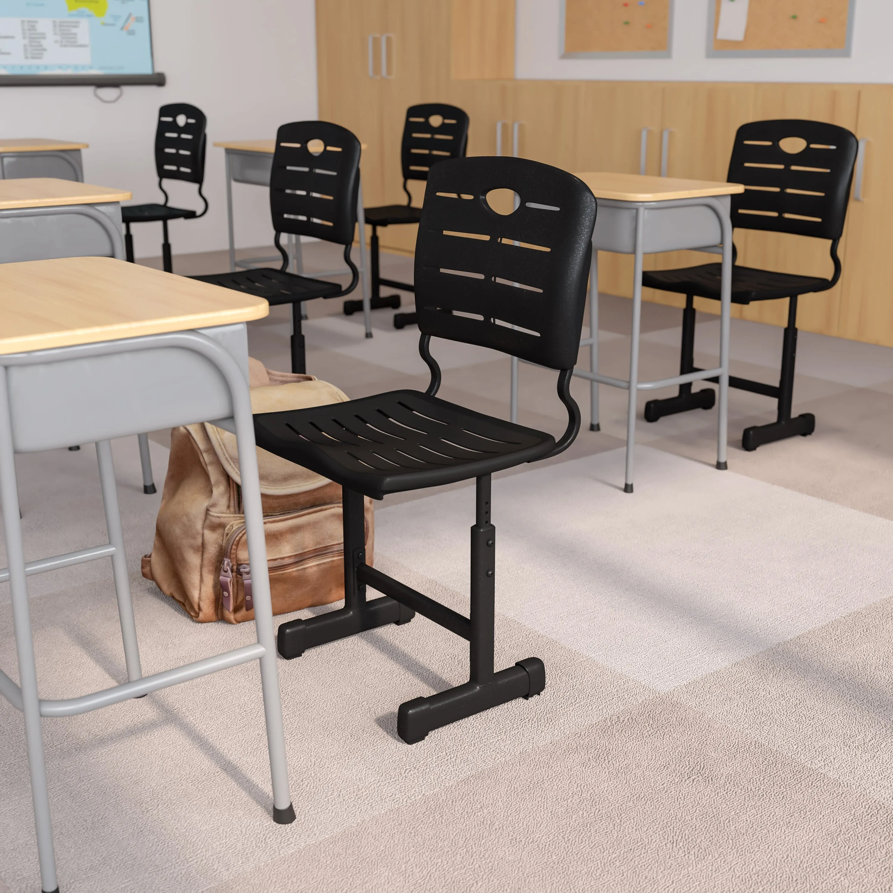 Adjustable Height Student Chair with Pedestal Frame