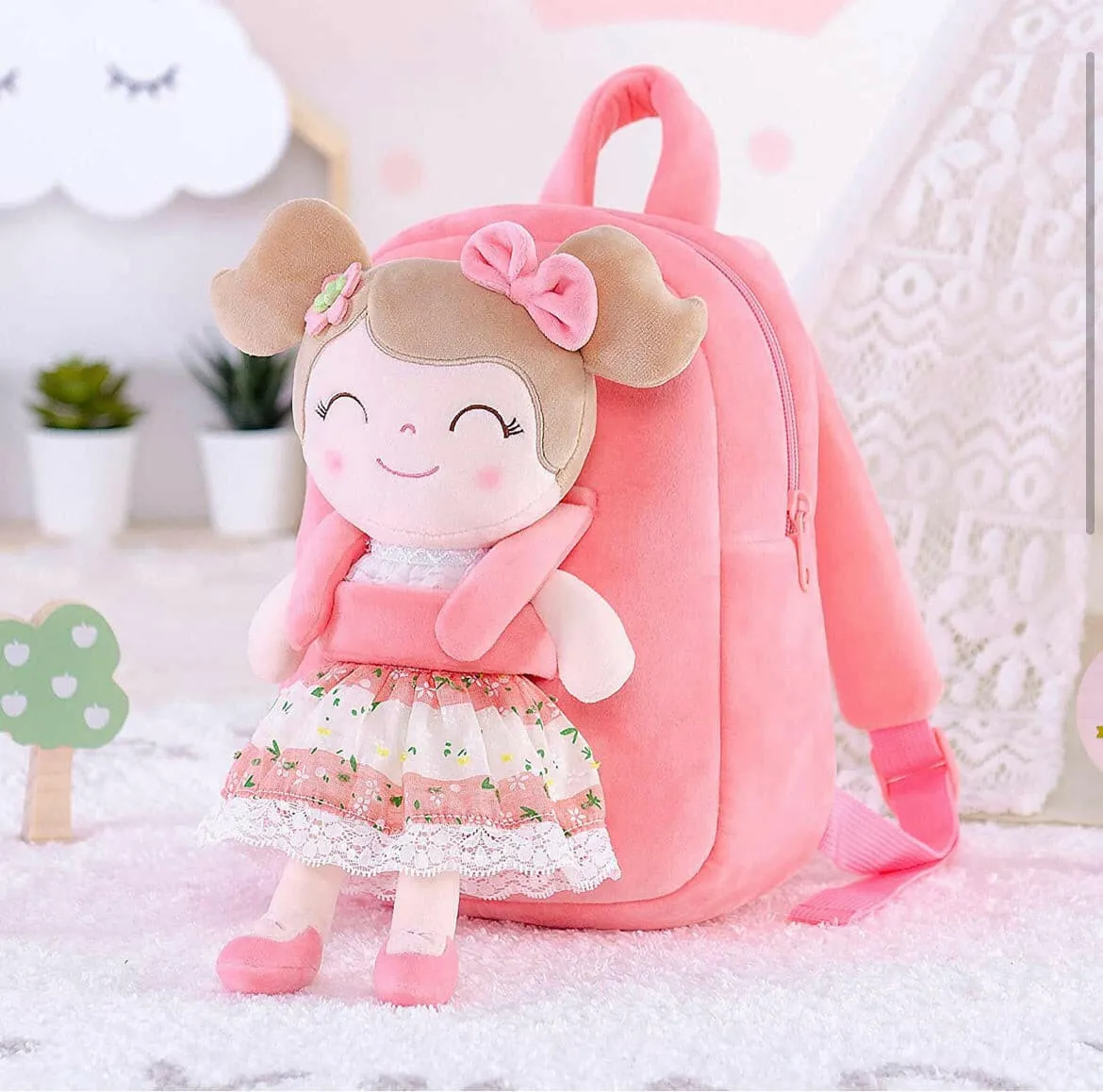 Baby Girl Gift Toddler Backpack with Spring Girl Doll by Gloveleya