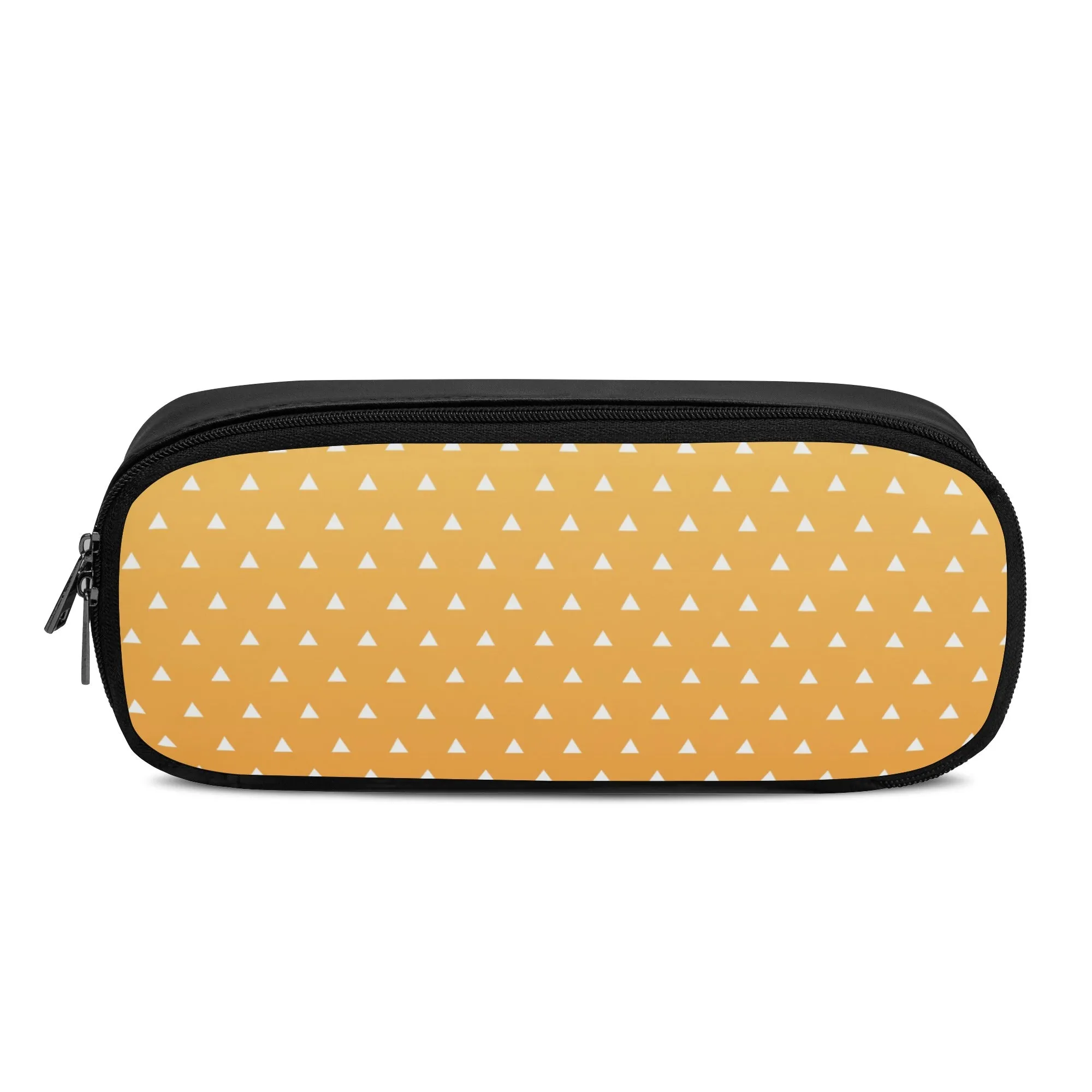 Back to School Supplies-Cool PU Leather Pencil Case for Tweens & Teens. Anime inspired Yellow & Orange Pencil Case