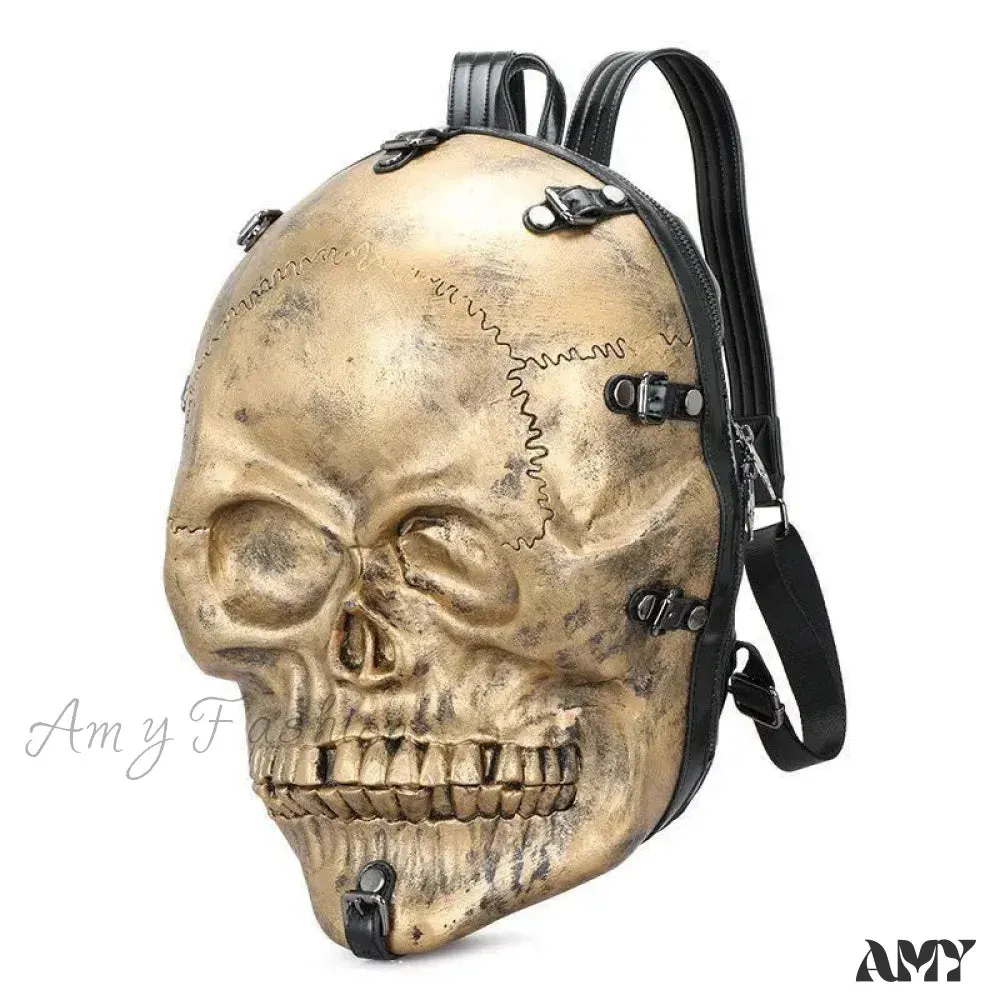 Backpack Travel 3D Bag Ghost Skull Vintage Gothic Punk Rivets