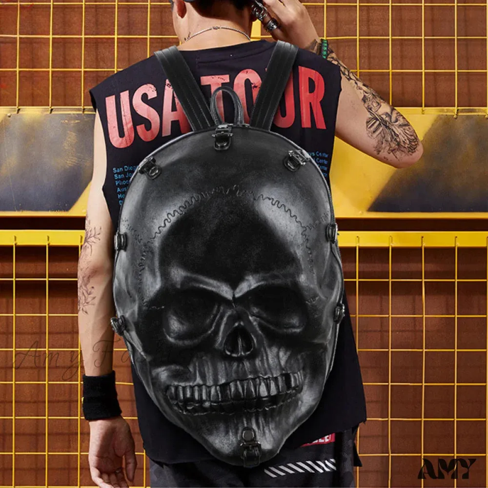 Backpack Travel 3D Bag Ghost Skull Vintage Gothic Punk Rivets