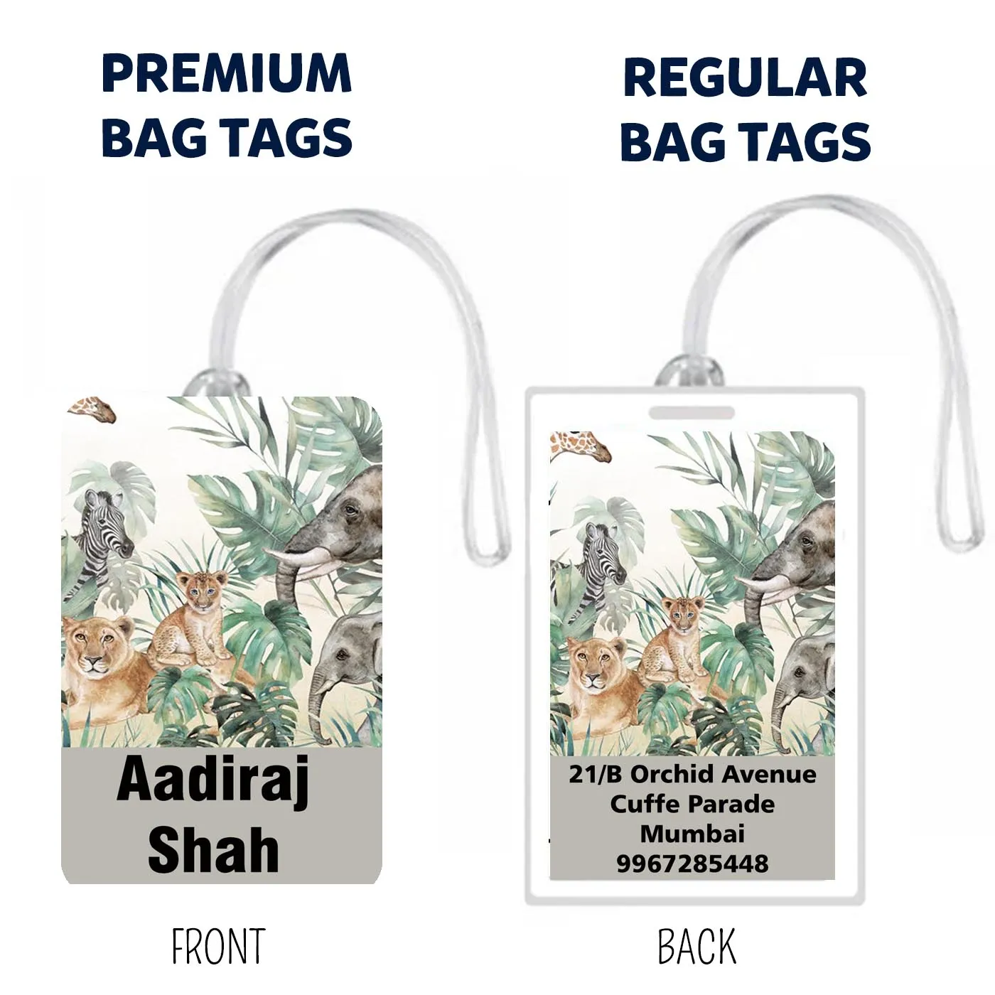 Bag Tags Animals Design - Set of 5