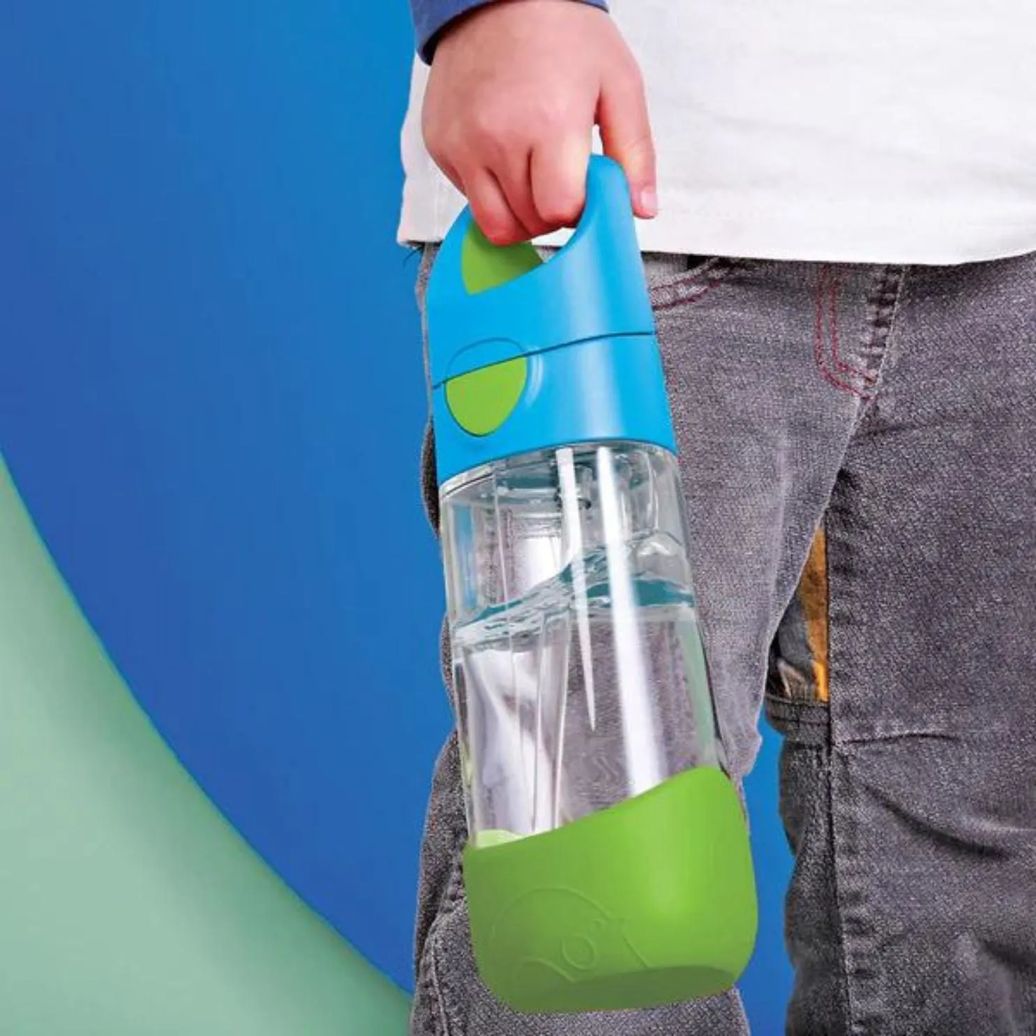 b.box Tritan straw Drink Bottle 600ml Ocean breeze blue green