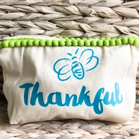 Bee Thankful Canvas Everything Bag with Pom Poms