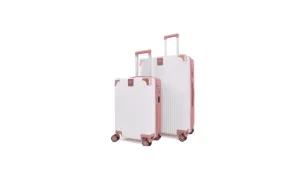 Berlin Luggage Hardshell Suitcases Set of 2 with Cover - Rose Gold and Cream