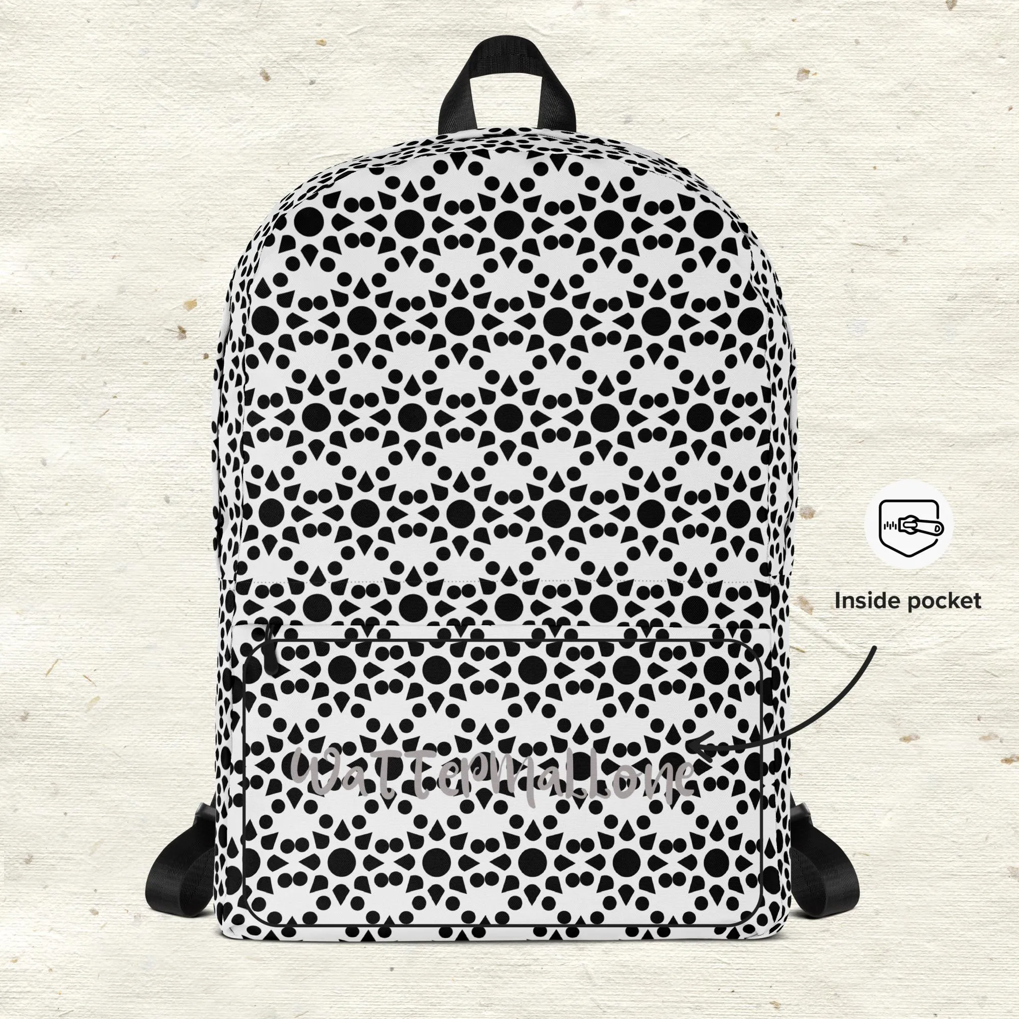 Black and White Dahlia Pattern Backpack