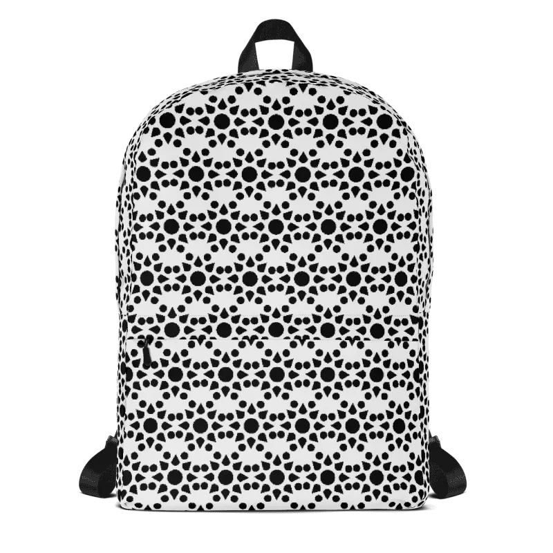 Black and White Dahlia Pattern Backpack