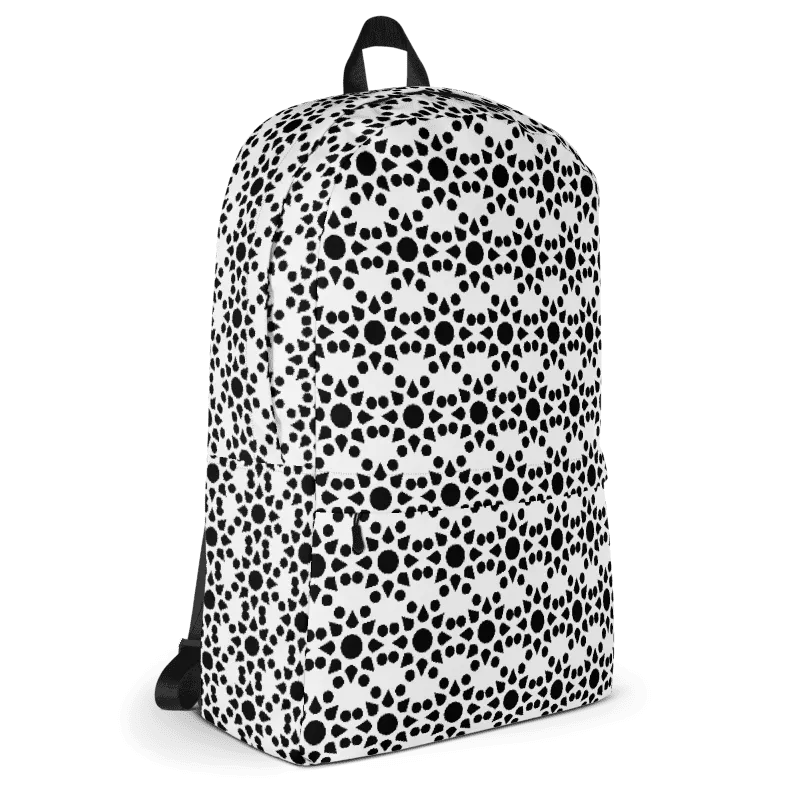 Black and White Dahlia Pattern Backpack