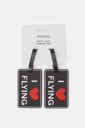 Black I Love Flying Luggage Tags (Pack of 2)