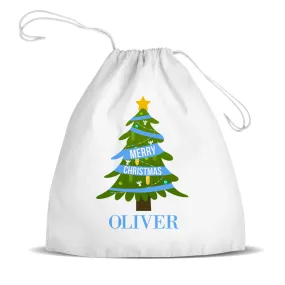 Blue Christmas Premium Drawstring Bag