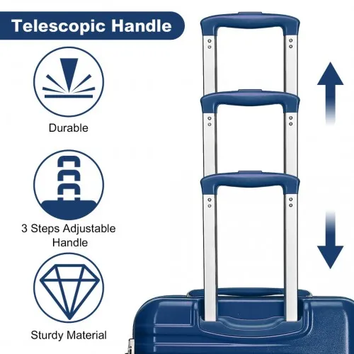 British Traveller 20 Inch Polycarbonate and ABS Hard Shell Suitcase with TSA Lock - Navy | Durable & Stylish