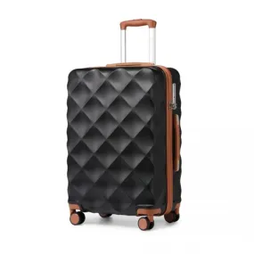 British Traveller 24 Inch Ultralight ABS & Polycarbonate Suitcase with TSA Lock - Stylish Black & Brown Travel Luggage