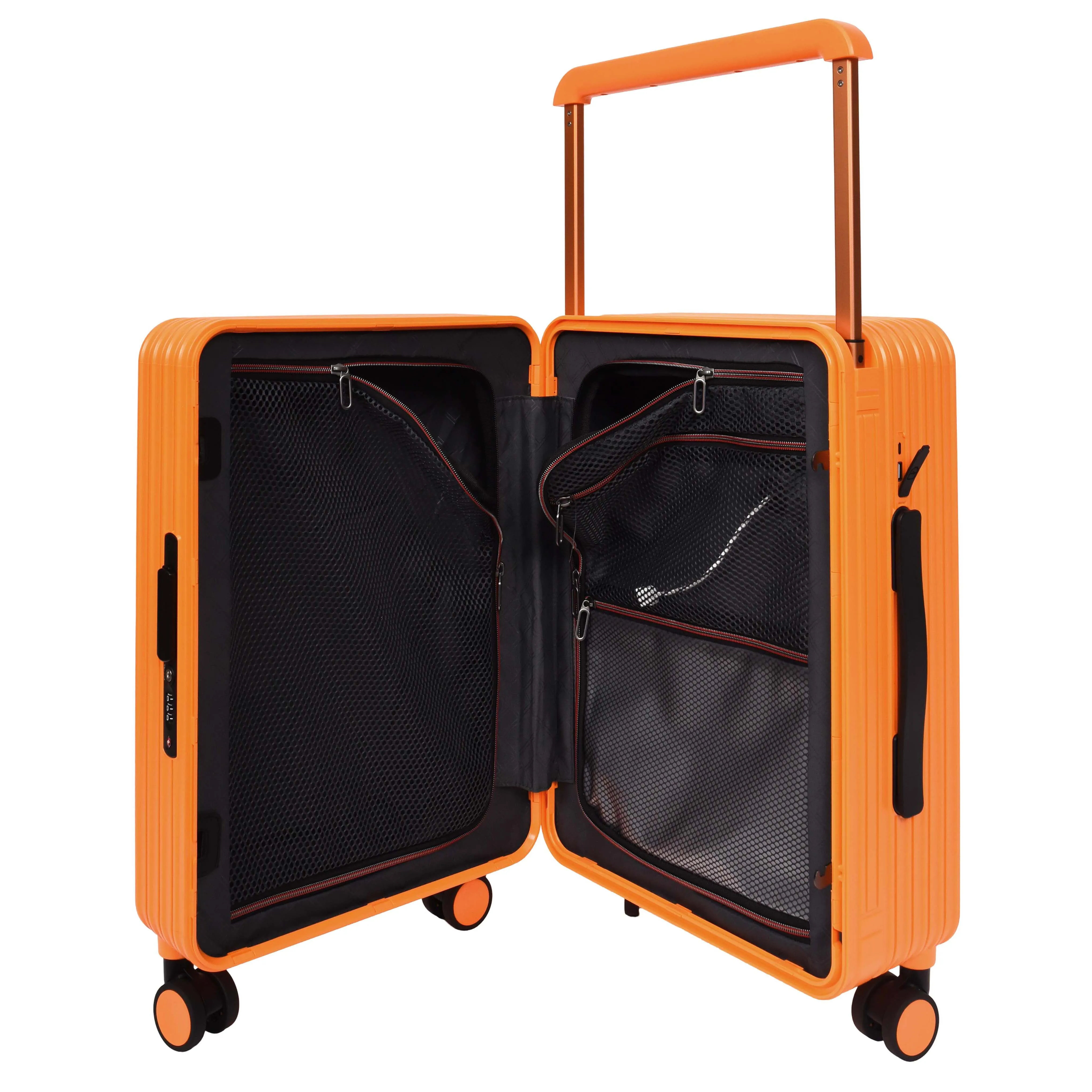 Cabin Size Suitcase 4 Wheels Hard Shell USB Port TSA Lock Travel Luggage Savant Orange