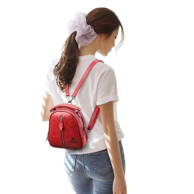 Casual Multifunctional Women‘s Leather Backpacks For Travel School