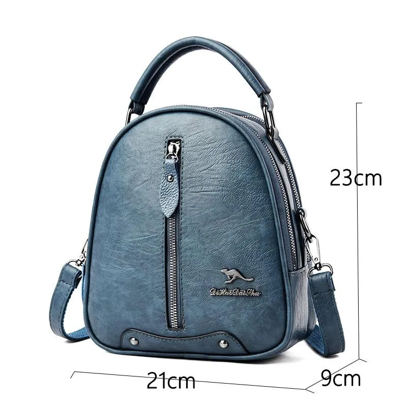 Casual Multifunctional Women‘s Leather Backpacks For Travel School