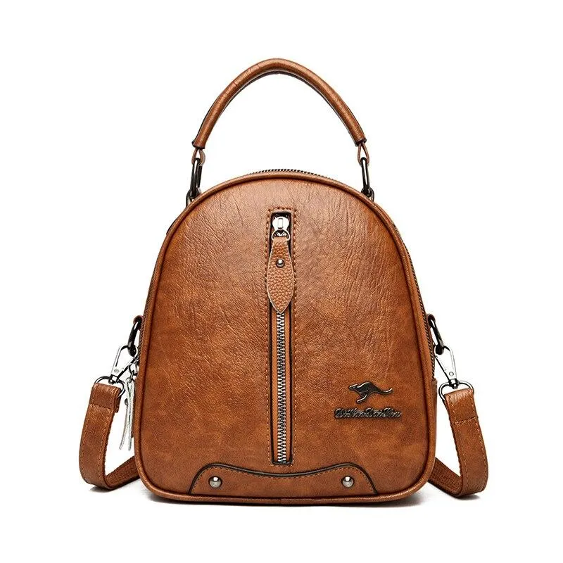 Casual Multifunctional Women‘s Leather Backpacks For Travel School