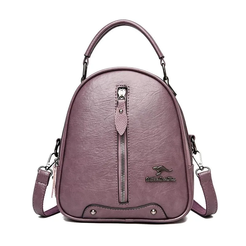 Casual Multifunctional Women‘s Leather Backpacks For Travel School