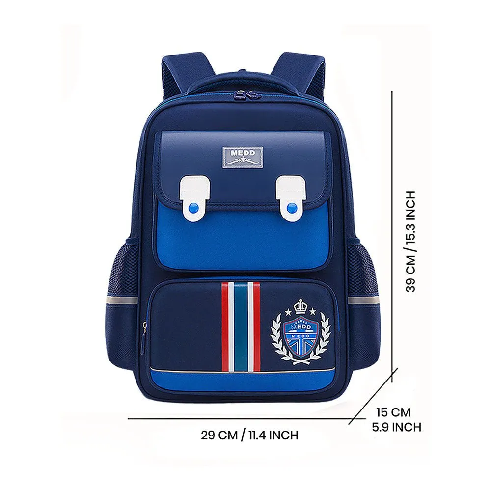 Cobalt & Dark Blue Crest Design School Backpack for Kids