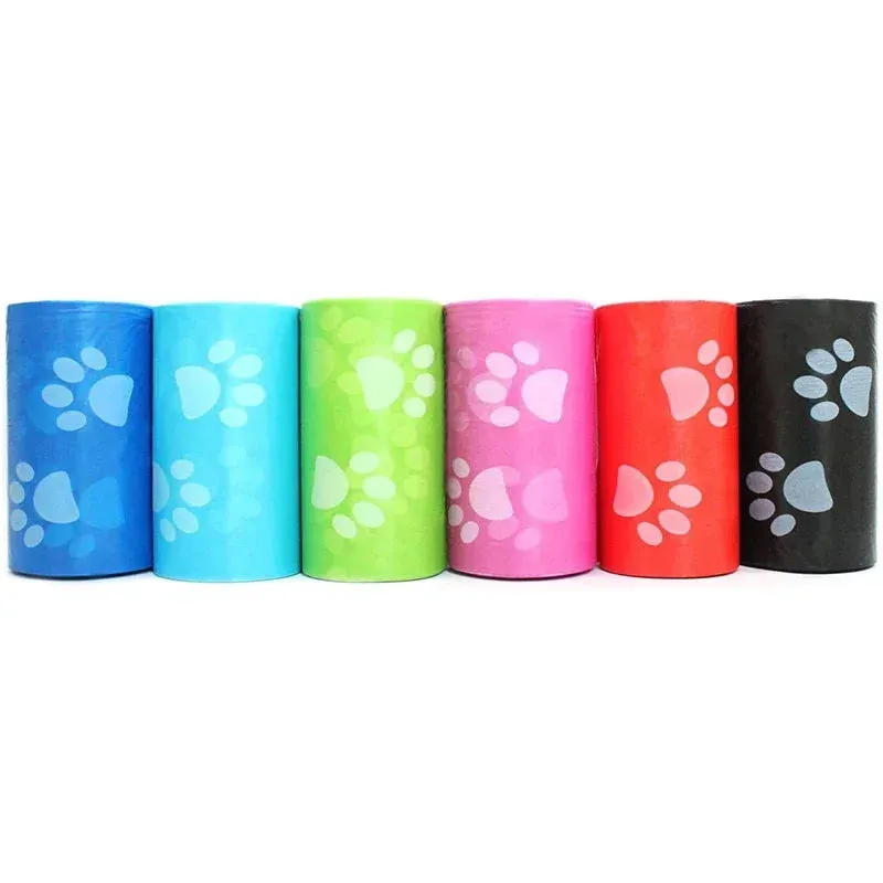 Colorful Dog Poop Bags – 100 Rolls with Paw Print Design for Easy Cleanup