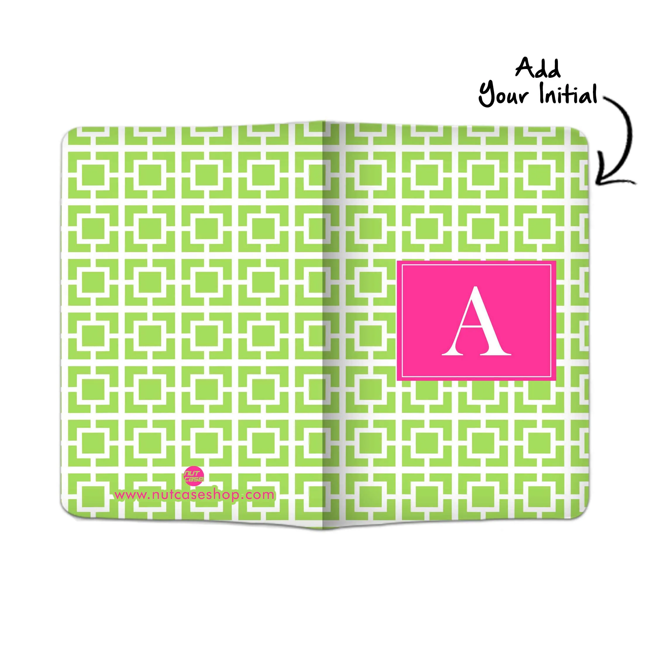 Customized Passport Cover and Luggage Tag Set - Green Box Pattern