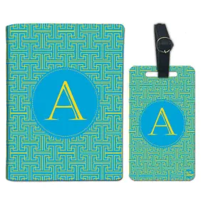 Customized Passport Cover Luggage Tag Set - Yellow Pattern