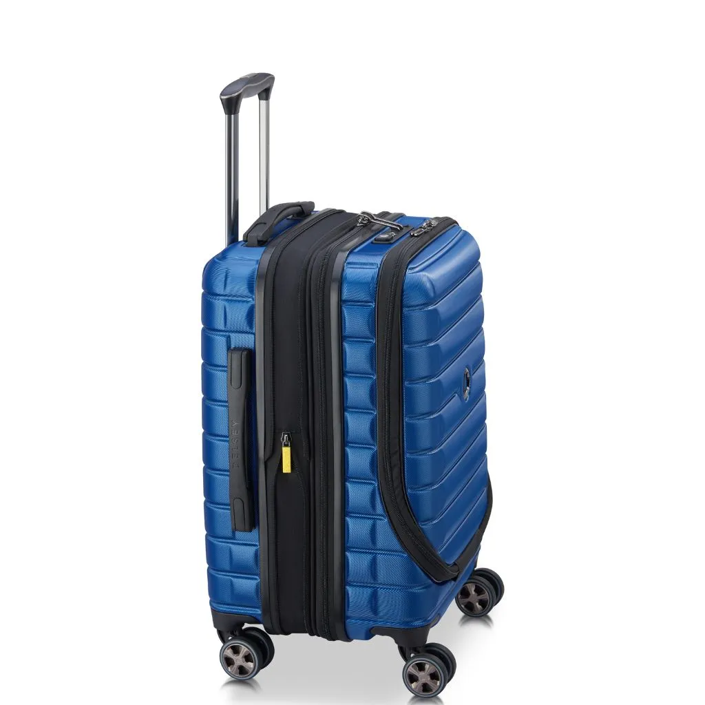 Delsey Shadow 55cm Expandable Carry On Luggage - Blue   Laptop Sleeve