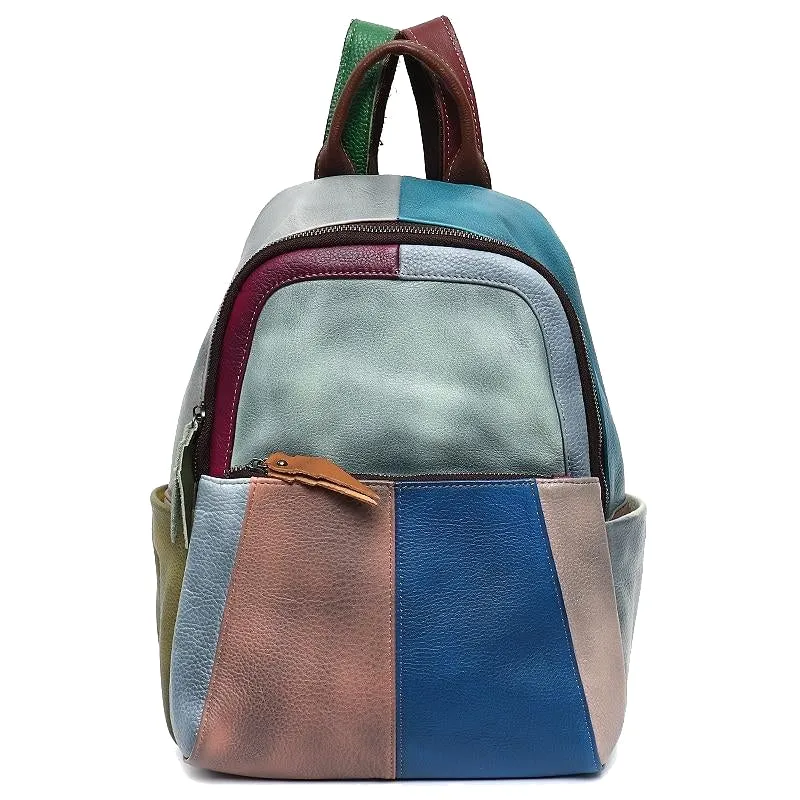 Fashionable Casual Colorful Leather Backpack For Teenage/Women