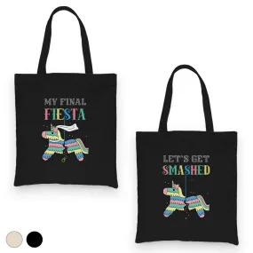 Final Fiesta Smashed Pinata BFF Matching Canvas Bags Playful Cute