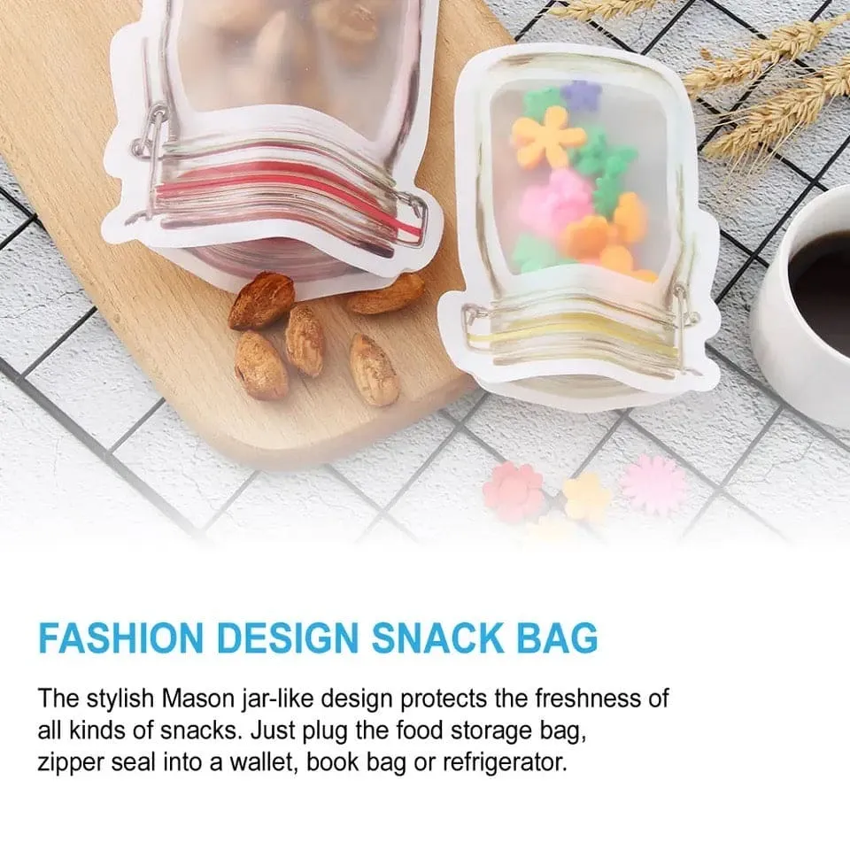 Food Grade Preservation Zipper Bags, Reusable Mason Jar Zipper Fresh Bags, Airtight Seal Food Storage Bags, Leak-Proof Zip-Lock Food Storage Bags for Travel