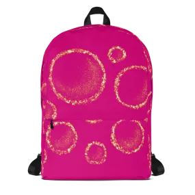 Gold Circles Dark Pink Backpack