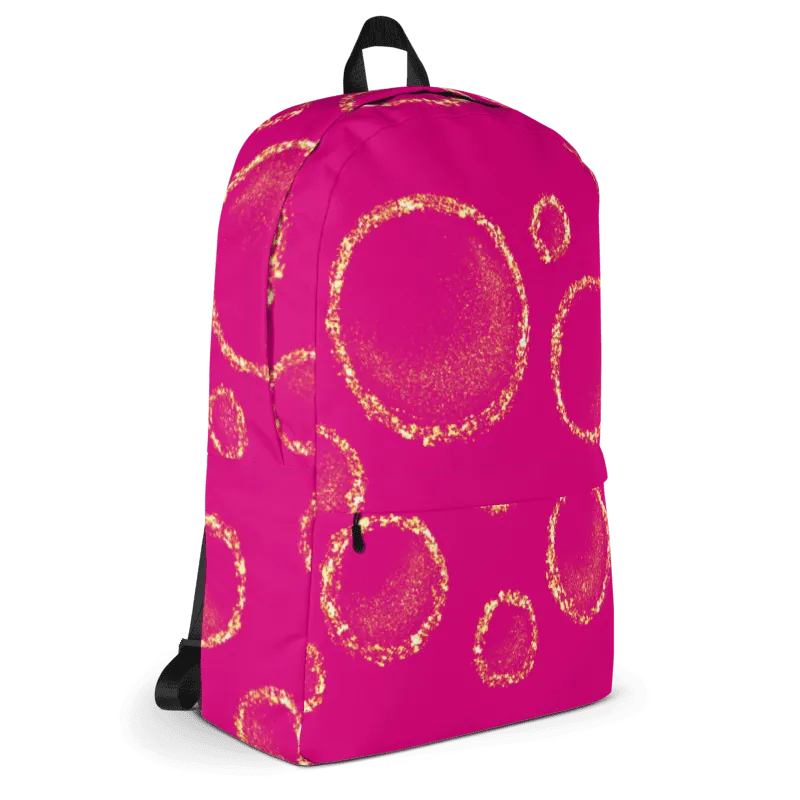 Gold Circles Dark Pink Backpack