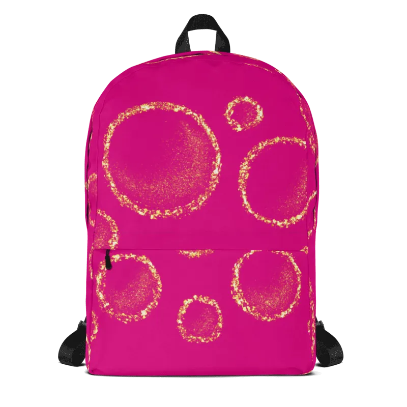 Gold Circles Dark Pink Backpack