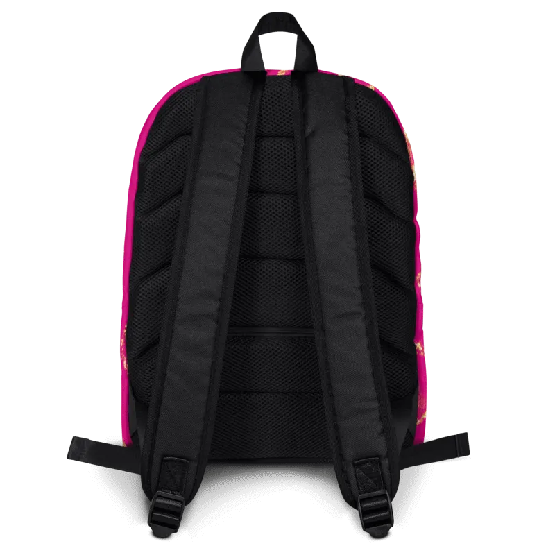 Gold Circles Dark Pink Backpack