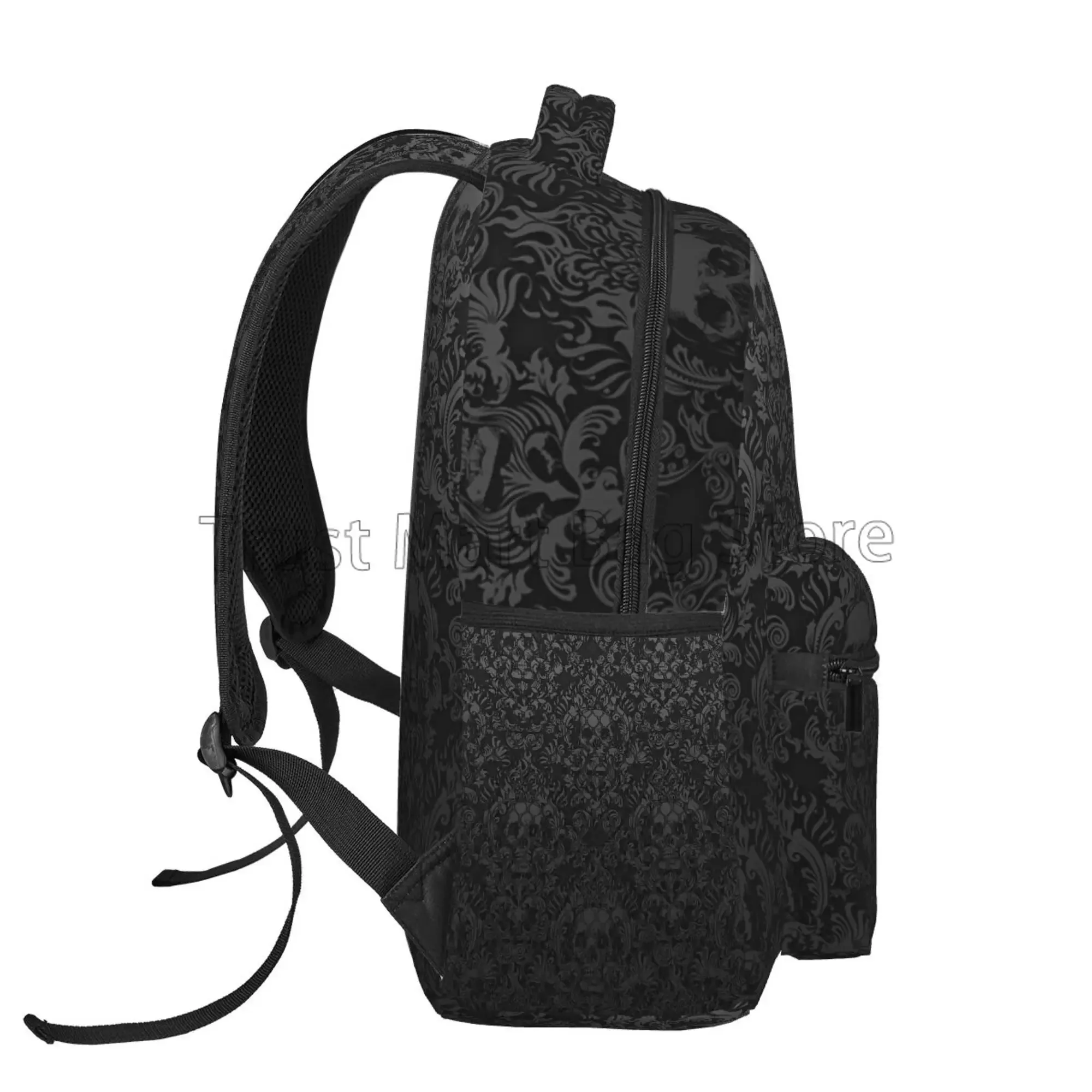 Goth Pattern Skull Black Daypack Casual Damask Travel Unisex Bag