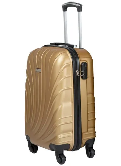 Hard Shell Travel Bags Trolley Luggage Set of 3 Piece Suitcase for Unisex ABS Lightweight with 4 Spinner Wheels KH115 Gold