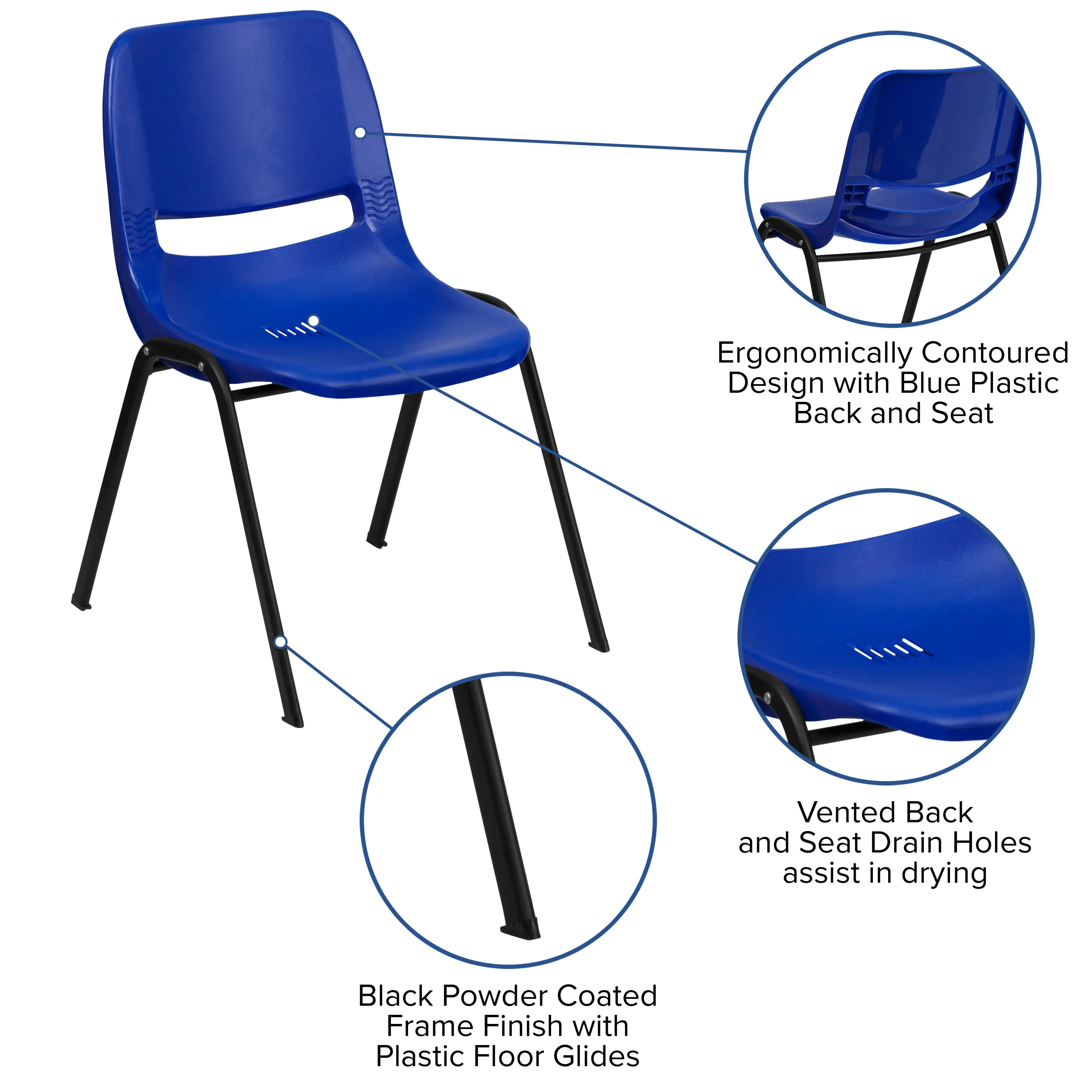 HERCULES Series 661 lb. Capacity Ergonomic Shell Stack Chair with 16'' Seat Height