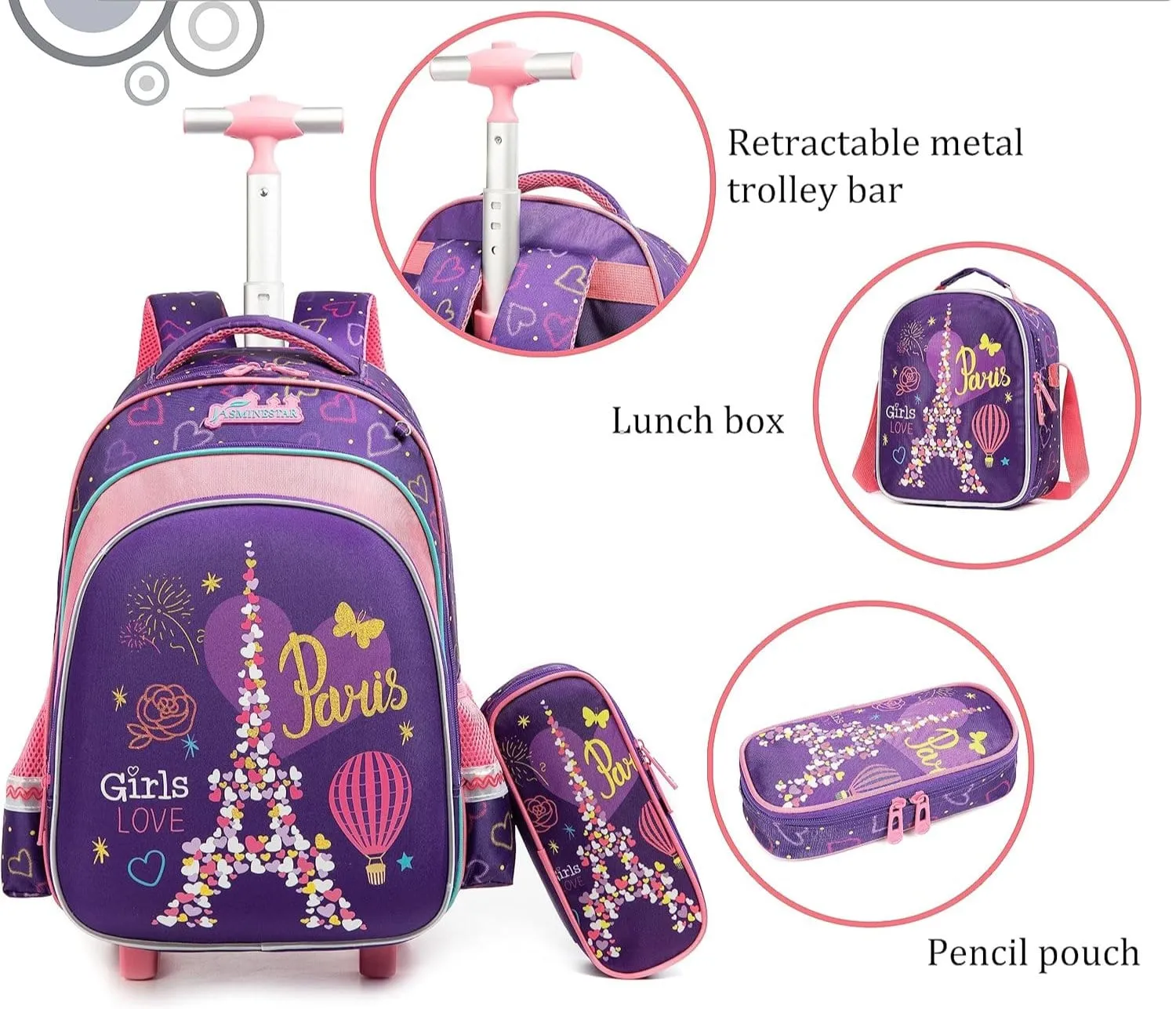 JASMINESTAR - Colorful School Backpack Set