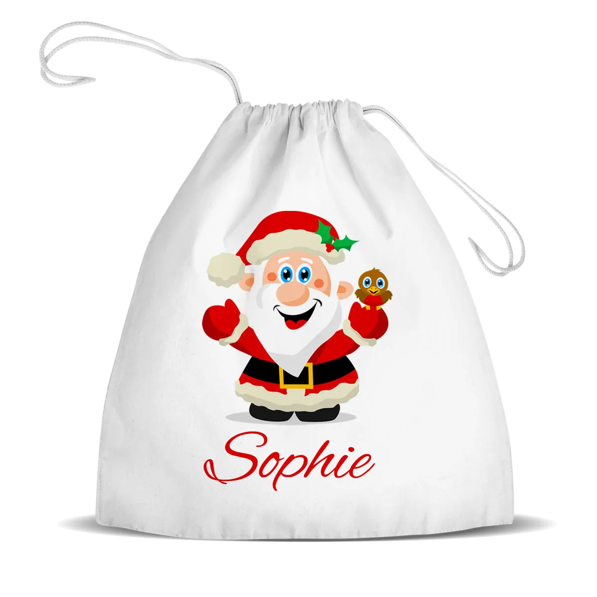 Jolly Santa Premium Drawstring Bag