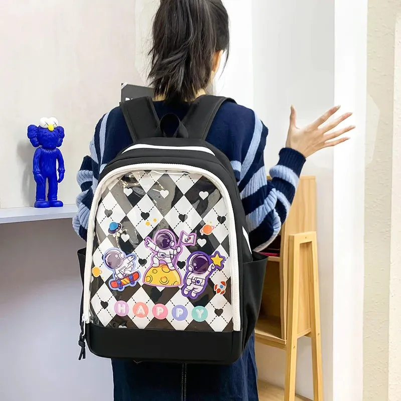 Kawaii Argyle Backpack Set