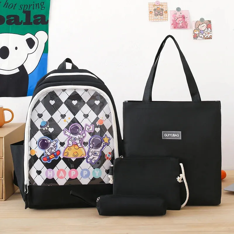 Kawaii Argyle Backpack Set