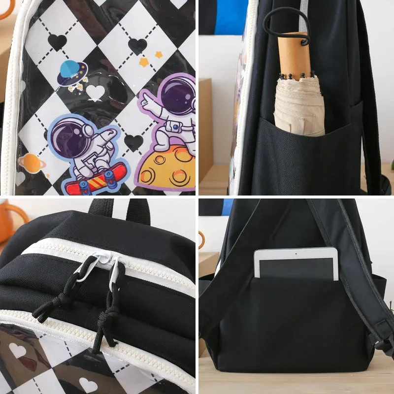 Kawaii Argyle Backpack Set