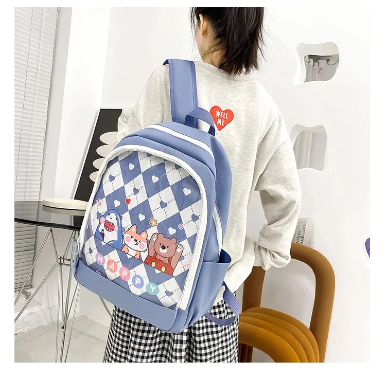 Kawaii Argyle Backpack Set