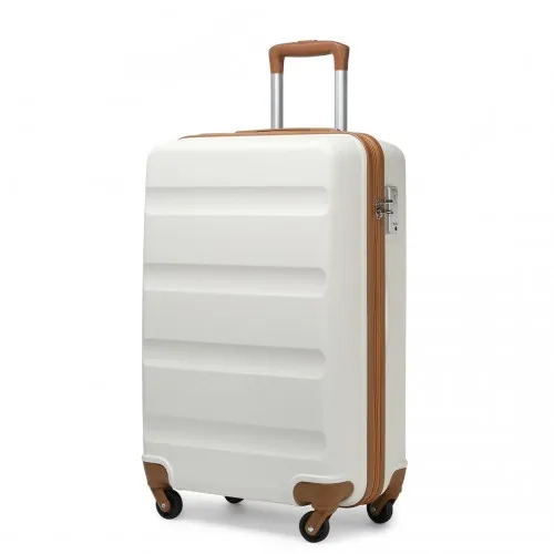 Kono 19 Inch Cabin Size Carry On Suitcase - Lightweight ABS Hardshell with TSA Lock - Cream