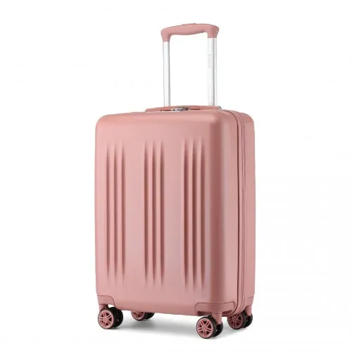 Kono 20 Inch Sleek Striped Carry-On Suitcase | Durable ABS PC Luggage with Spinner Wheels & TSA Lock in Nude - Ideal for Travel