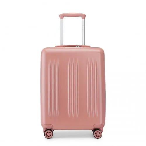 Kono 20 Inch Sleek Striped Carry-On Suitcase | Durable ABS PC Luggage with Spinner Wheels & TSA Lock in Nude - Ideal for Travel